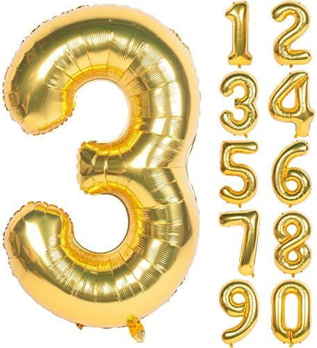 Amazon.com: 40 Inch Gold Digit Helium Foil Birthday Party Balloons (Gold 3) : Home & Kitchen | Amazon (US)