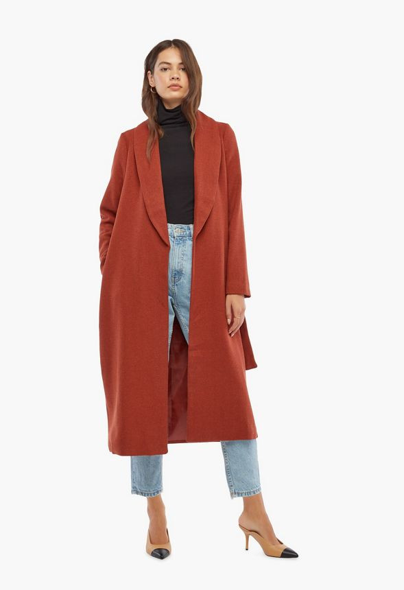 Shawl Collar Long Coat | JustFab