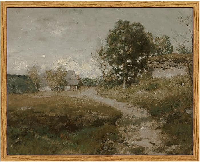 InSimSea Framed Canvas Wall Art, Vintage Outskirts Painting Prints for Farmhouse & Bedroom Decor,... | Amazon (US)