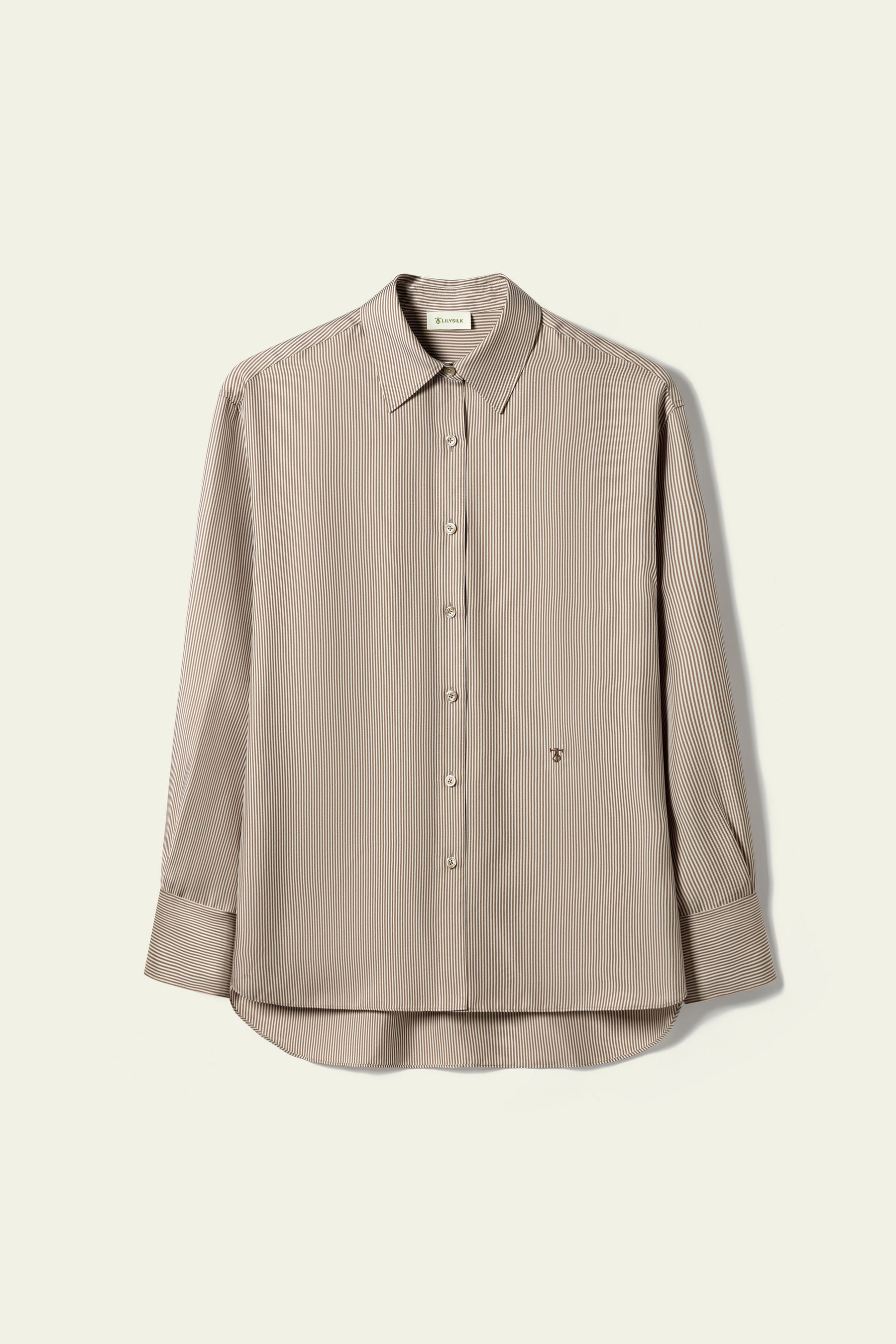 Pinstriped Oversized Silk Shirt | LilySilk