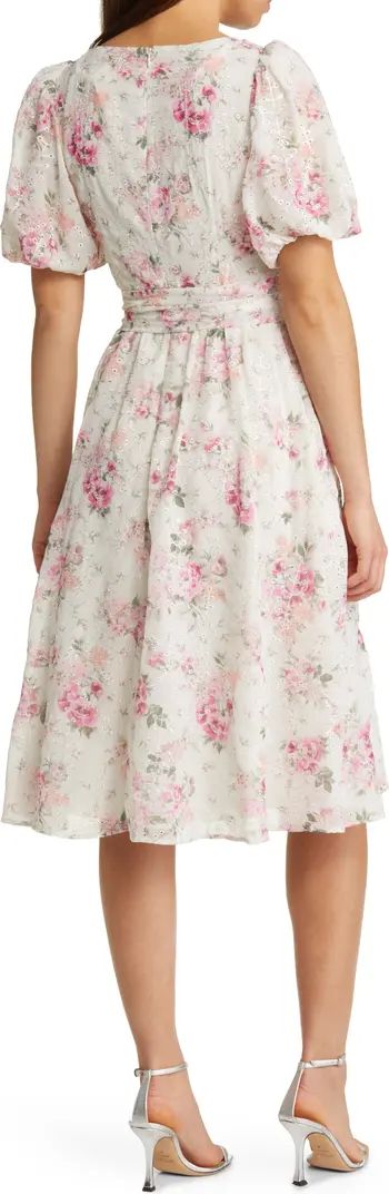 Floral Eyelet Puff Sleeve Midi Dress | Nordstrom