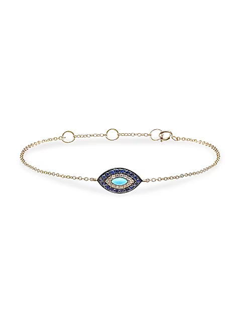 Marbella 14K Gold, Diamond & Turquoise Evil Eye Bracelet | Saks Fifth Avenue