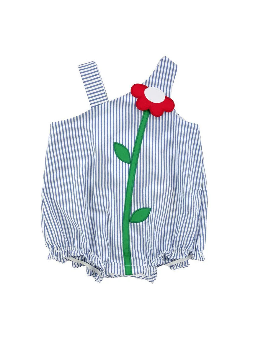 Seersucker Romper With Flower | Florence Eiseman