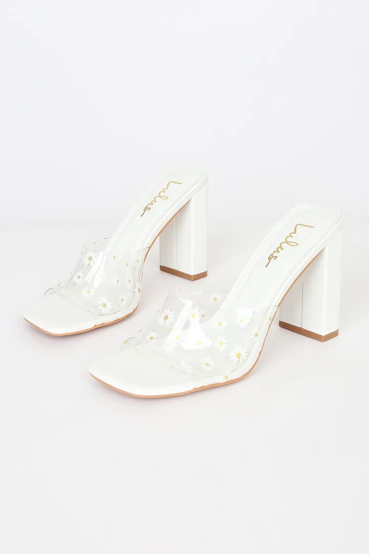 Viona White Floral Print High Heel Sandals | Lulus (US)