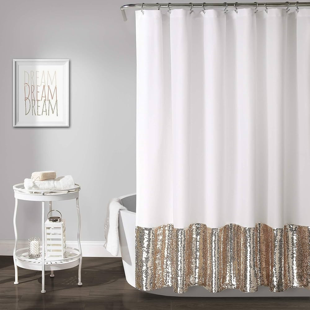 Lush Decor, 72" x 72", Blush & White Mermaid Sequins Shower Curtain | Amazon (US)
