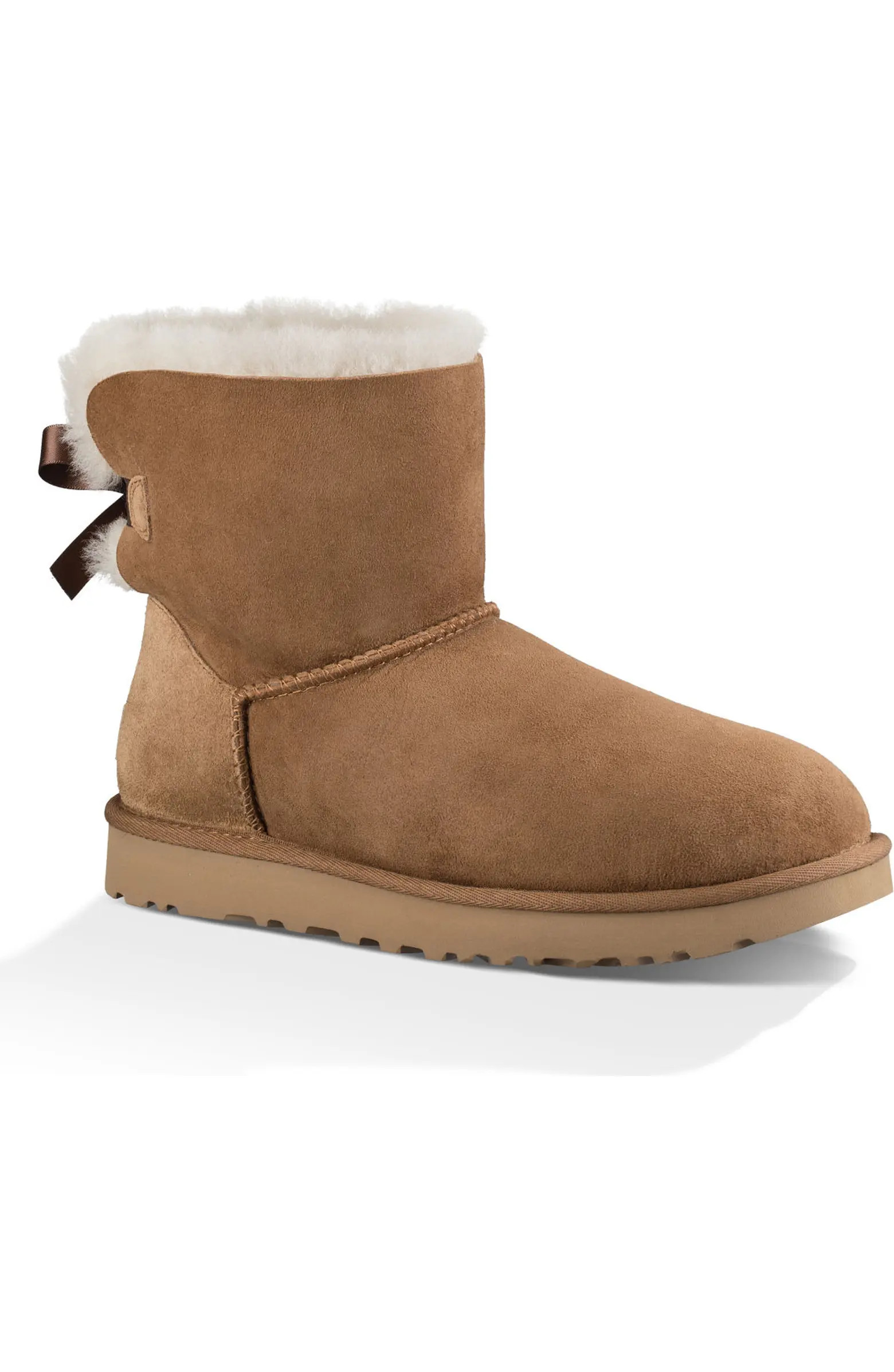 Mini Bailey Bow II Genuine Shearling Bootie (Women) | Nordstrom