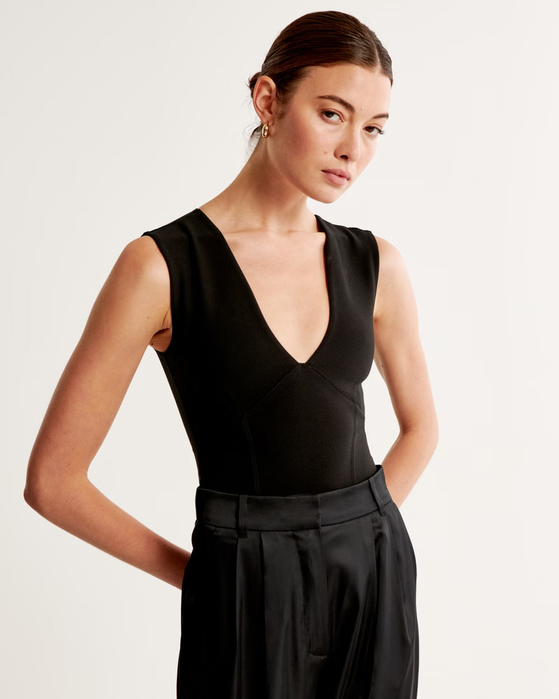 Women's Crepe Plunge Bodysuit | Women's Matching Sets | Abercrombie.com | Abercrombie & Fitch (UK)