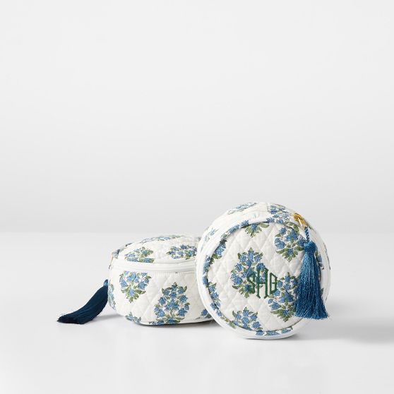 Block Print Quilted Round Travel Pouch | Mark and Graham