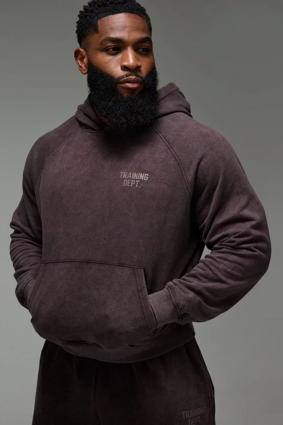 Man Active Training Dept. Boxy Washed Hoodie | boohooMAN (US & Canada)