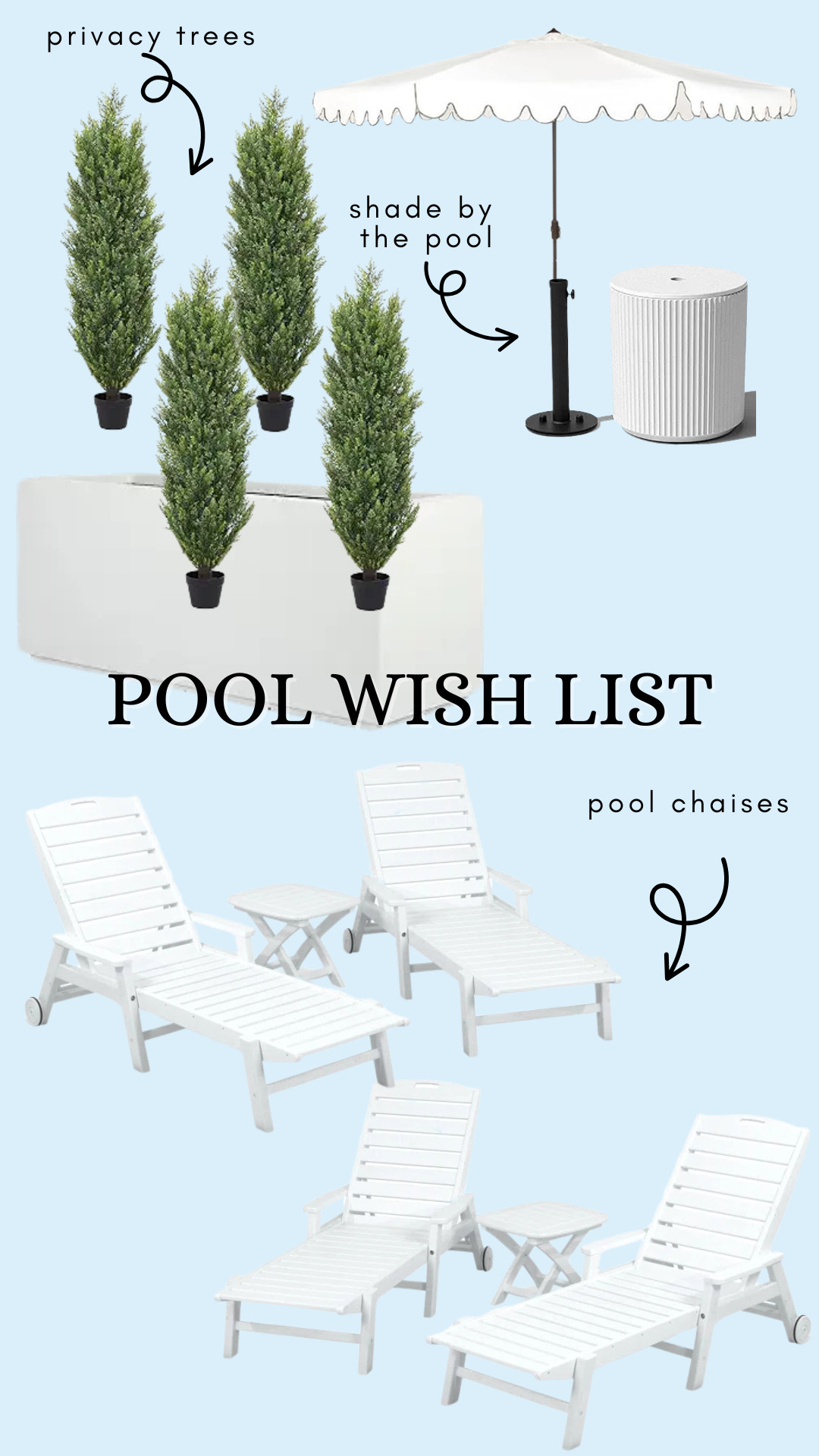 pool wishlist and the chairs are on sale 

 #LTKSeasonal #LTKHome