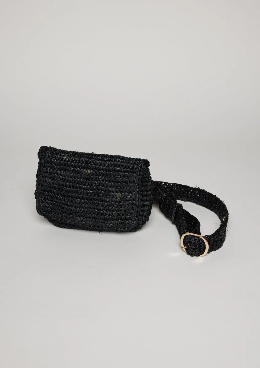 Straw Belt Bag- Black | Hat Attack