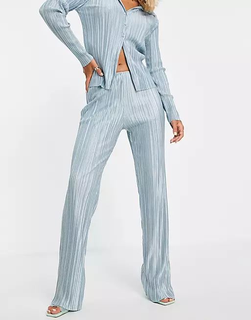 ASOS DESIGN 90s jersey plisse suit trouser co-ord | ASOS (Global)