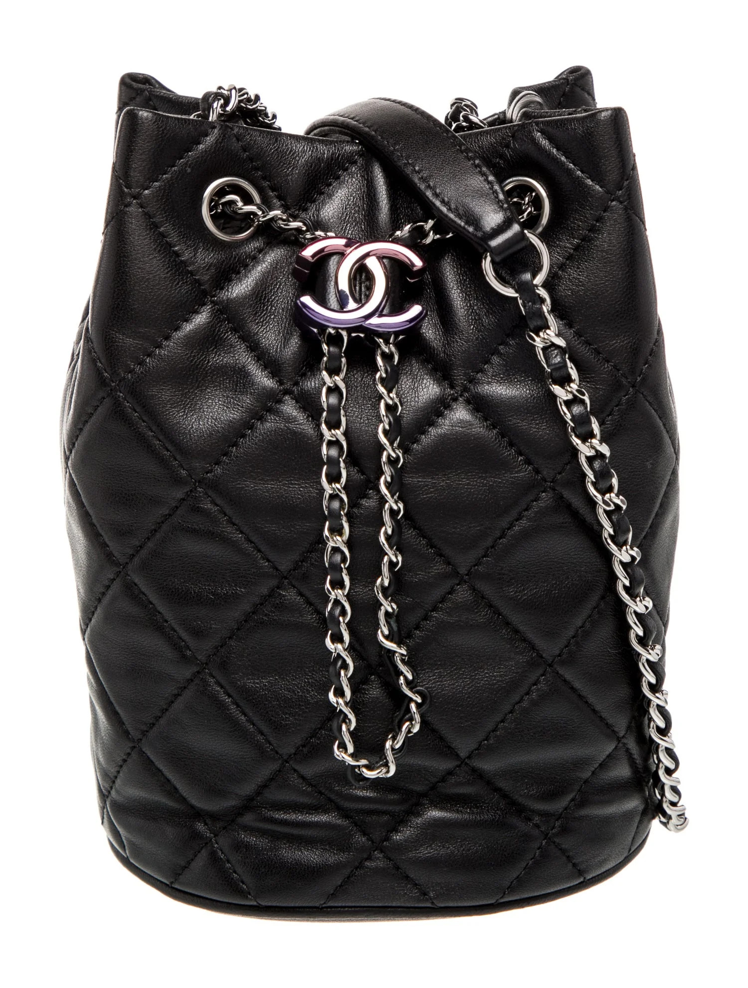 Quilted CC Drawstring Bucket Bag | The RealReal