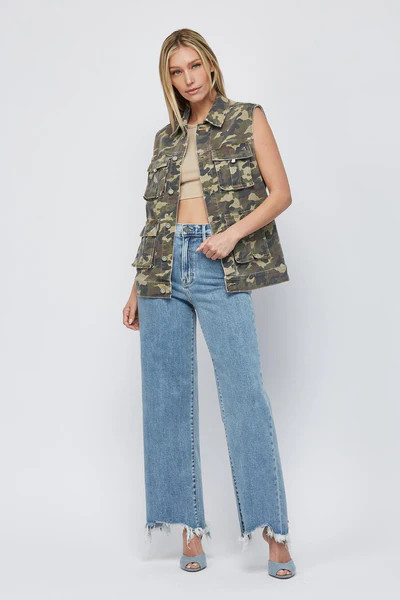 [REBEL] CAMO OVERSIZED CARGO VEST | Hidden Jeans