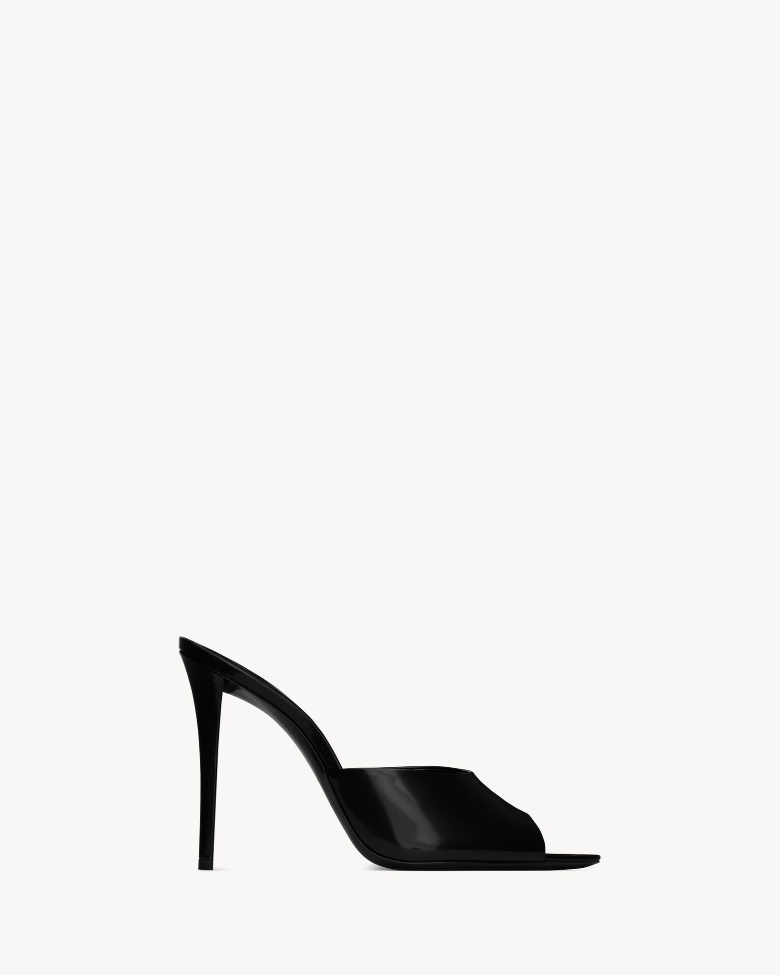 peep-toe mules with an almond toe and stiletto heel, featuring a round saint laurent-engraved met... | Saint Laurent Inc. (Global)