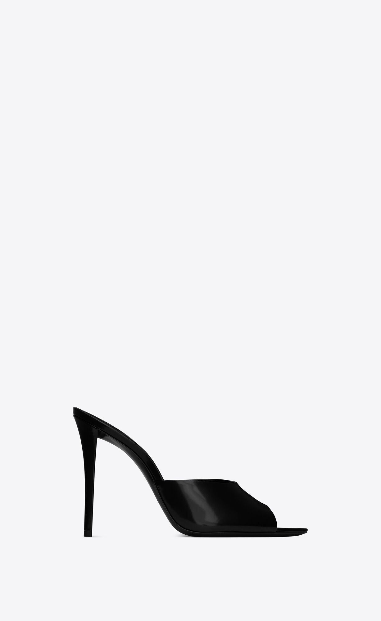 peep-toe mules with an almond toe and stiletto heel, featuring a round saint laurent-engraved met... | Saint Laurent Inc. (Global)