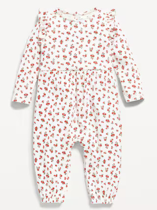 Long-Sleeve Ruffle-Trim Ribbed Jumpsuit for Baby | Old Navy (US)