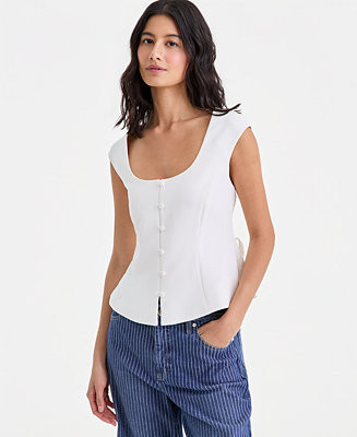 Women's Crepe Button Front Vest, Macy's Exclusive | Macy's