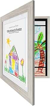 Americanflat Kids Artwork Picture Frame in Driftwood - Displays 8.5x11 With Mat and 10x12.5 Witho... | Amazon (US)