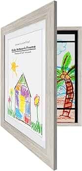 Americanflat Kids Artwork Picture Frame in Driftwood - Displays 8.5x11 With Mat and 10x12.5 Witho... | Amazon (US)