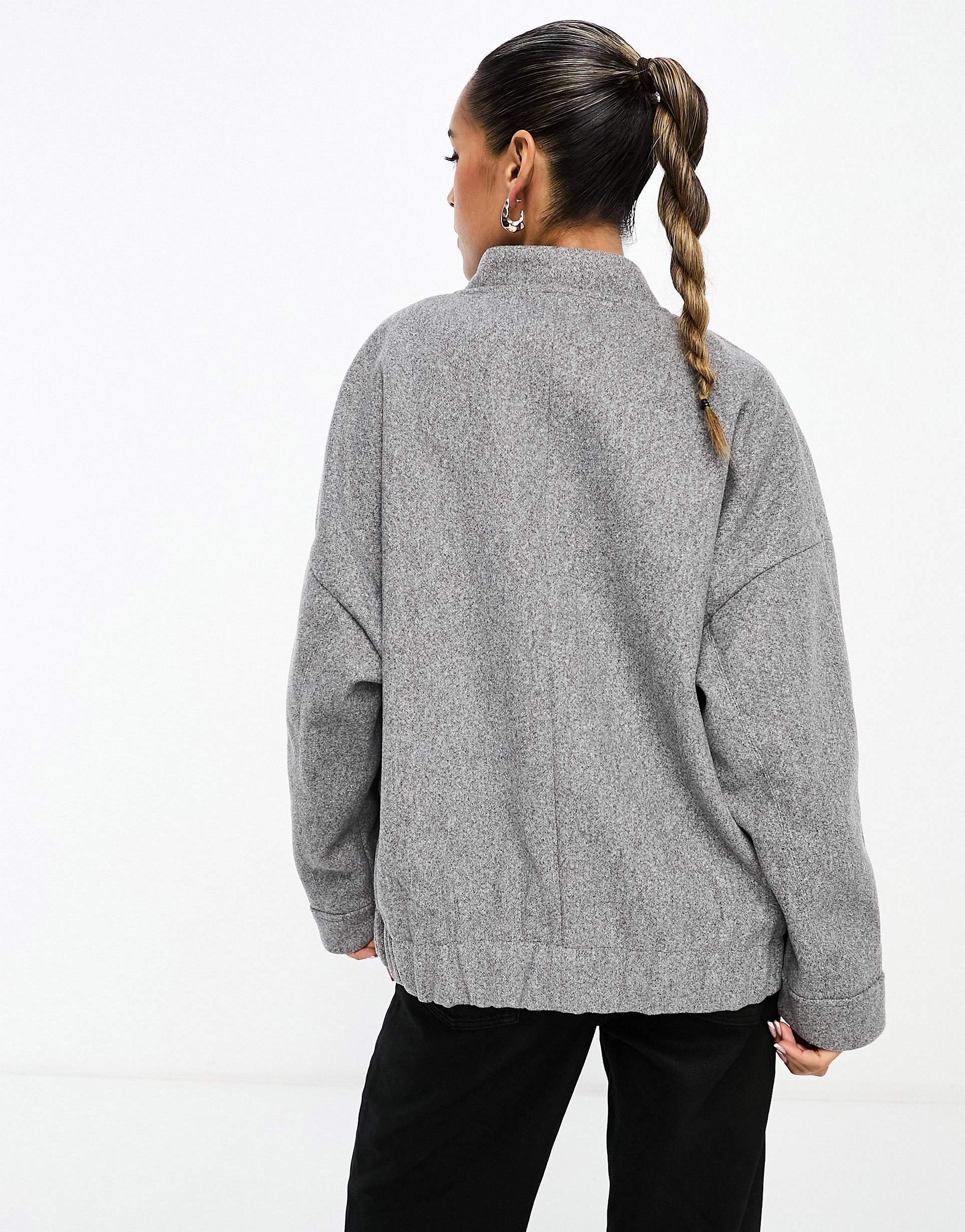 River Island faux wool bomber jacket in grey | ASOS (Global)