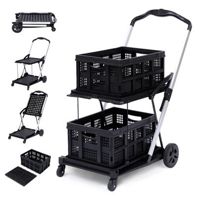 Folding Shopping Cart with Wheels, Multi Use Functional Collapsible Carts with Storage Gate, Mobile Folding Trolley | Target