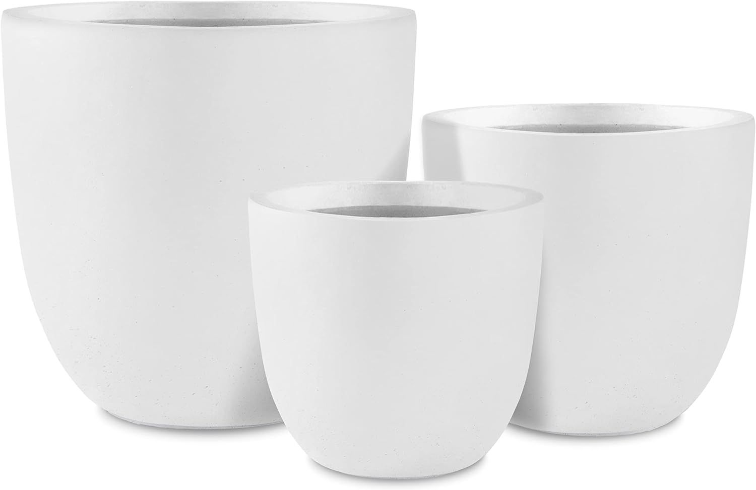 Kante 18", 14", and 10" W Pure White Concrete Round Planters (Set of 3), Outdoor Indoor Modern Pl... | Amazon (US)