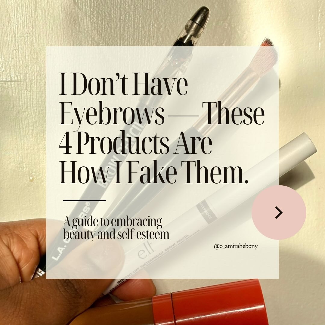 I don’t have eyebrows — alopecia universalis took them.

But baby… it did not take my love for beauty 💄✨

This week’s beauty theme is all about creativity over limitation.

No brows just means I get to be more intentional, more artistic, and honestly? More skilled with my products.

I don’t use beauty to “hide” I use it to express.

To experiment. To play. To remind myself that beauty isn’t about what’s missing, it’s about what you do with what you’ve got.

If you’re filling in brows from scratch, redefining your routine, or learning to love your reflection in a new way, this one’s for you 🤍

#AlopeciaUniversalis #AlopeciaAwareness
#BrowRoutine #EyebrowProducts #ugcbeauty 

Swipe to see the products that help me create brows when I don’t have any.

Beauty has no rules. And it definitely doesn’t need permission