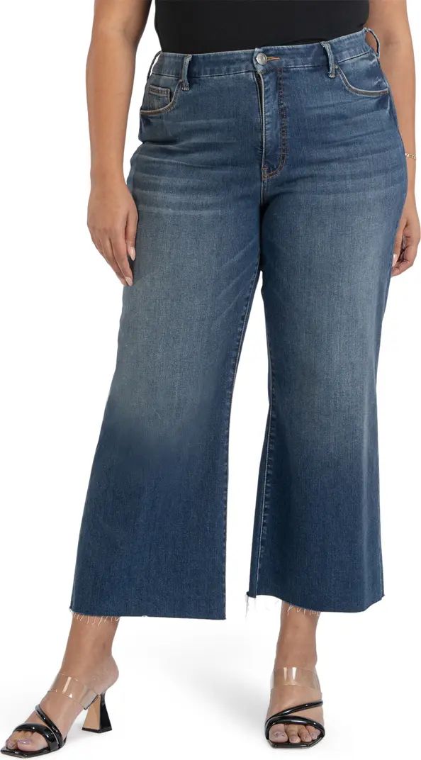 Meg Fab Ab High Waist Raw Hem Wide Leg Jeans | Nordstrom