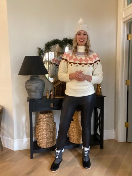 #walmartpartner Fair isle sweater, faux leather leggings, snow boots and a cute beanie make the perfect winter outfit
#walmartfashion #ad #liketkit #liketk.it/xx @walmartfashion @shop.LTK 

#LTKunder50 #LTKSeasonal #LTKHoliday