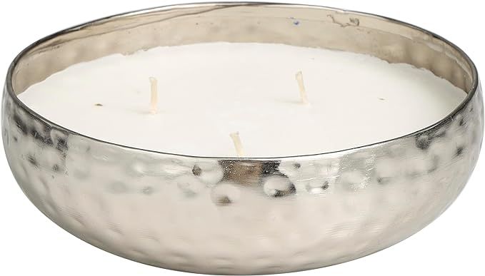 CosmoLiving by Cosmopolitan Metal White Sage Scented Hammered 20 oz 3 Wick Candle with White Wax,... | Amazon (US)