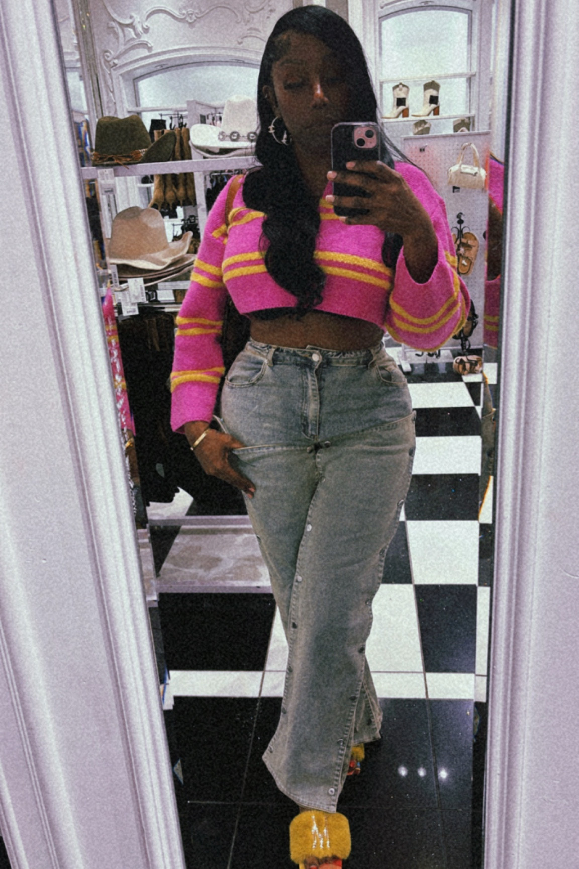 Cute comfy sweater with detachable jeans perfect for running errands 🩷