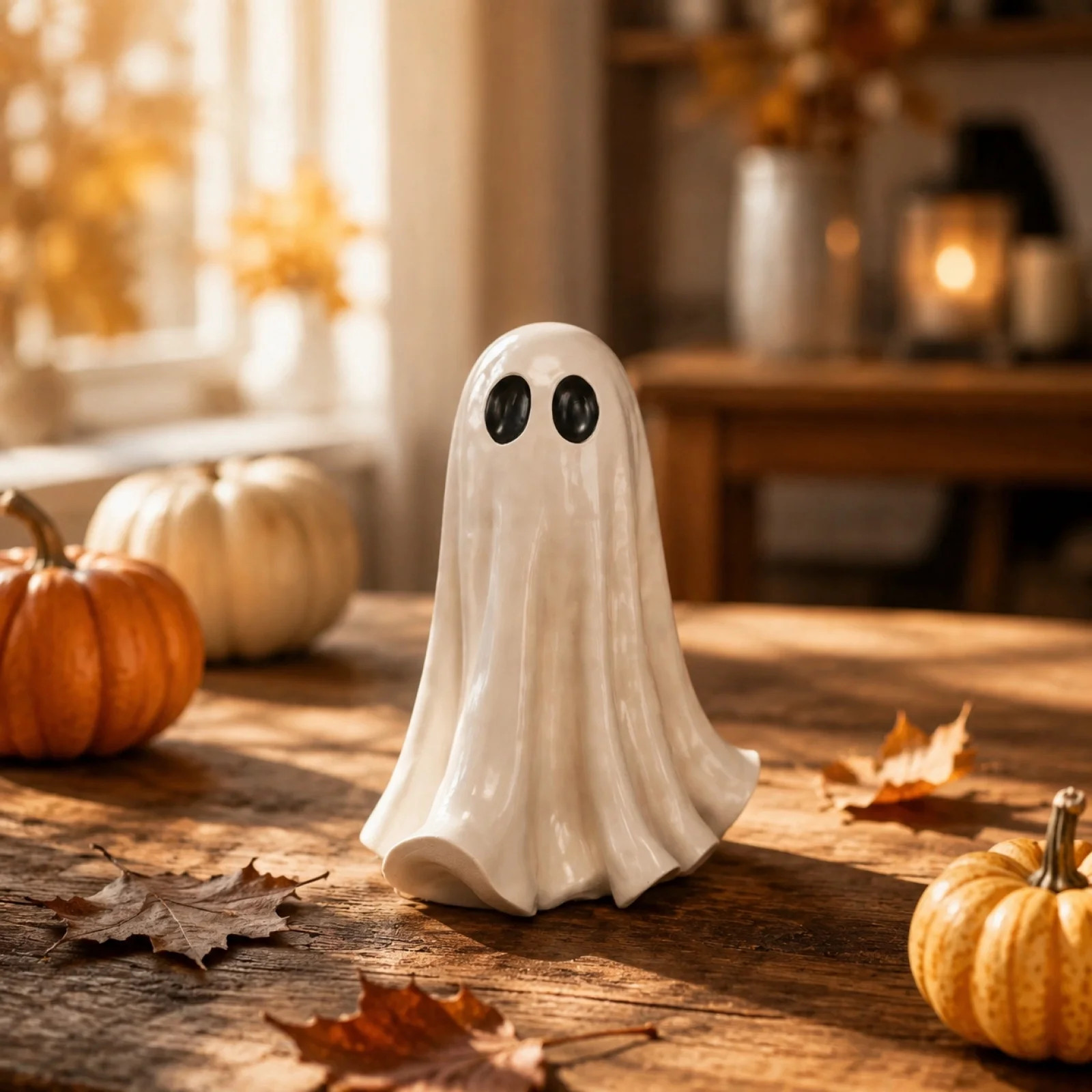 Cute Ceramic Ghost Figurine, Hand Painted White Spooky Ornament, Minimalist Halloween Desktop Decor, Chic Accent for Shelf, Mantel, Showcase, Entryway, Holiday Party Prop, Home Display, White | Walmart (US)