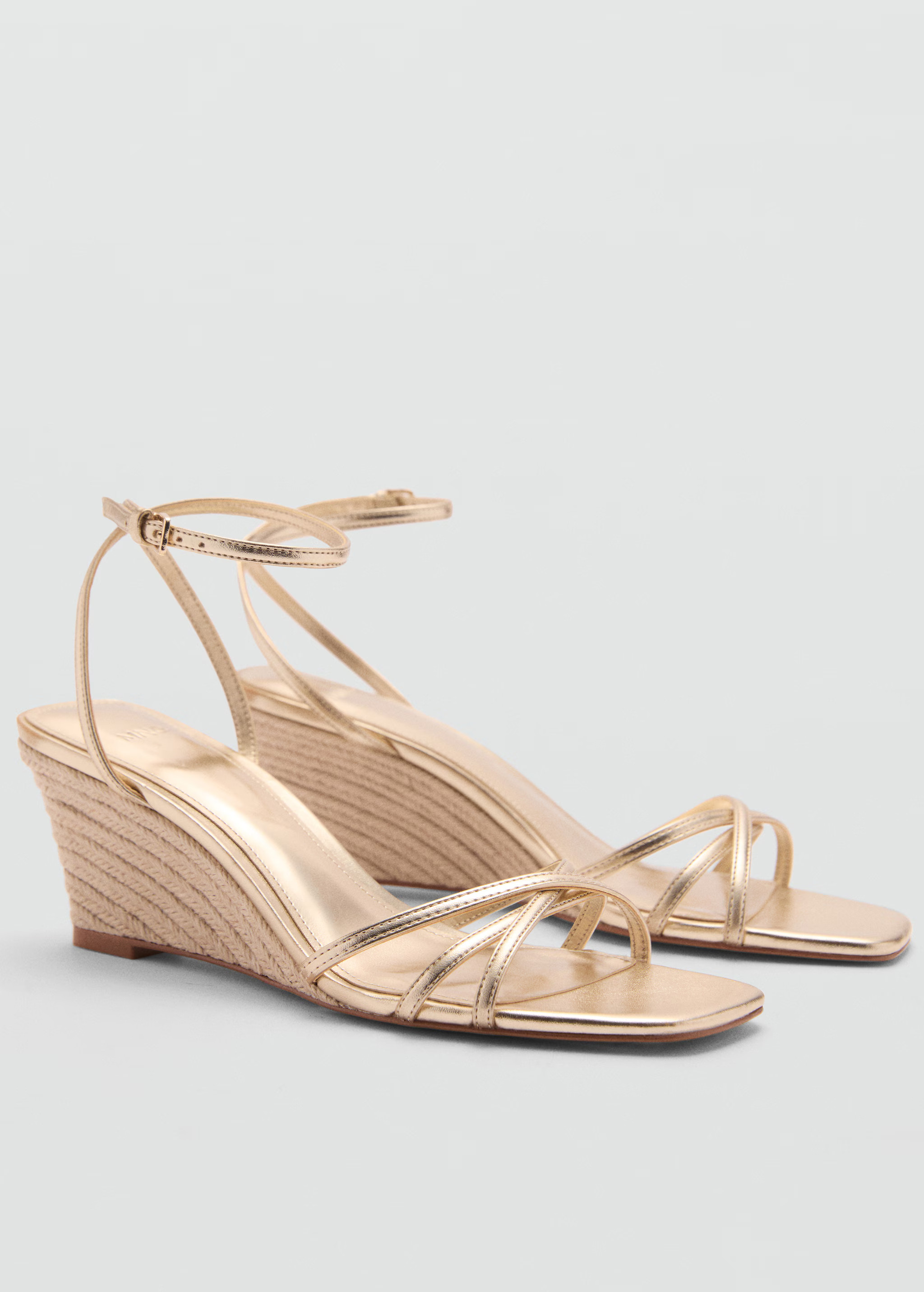 Metallic wedge sandals with straps  - Woman | MANGO USA | MANGO (US)