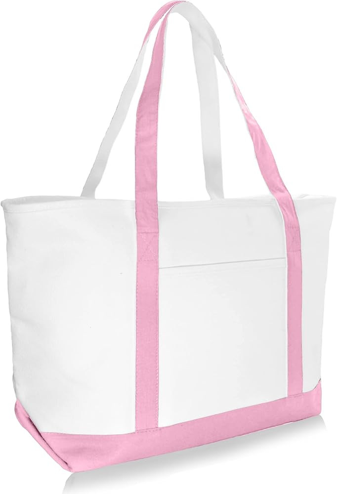 DALIX Daily Shoulder Tote Bag Premium Cotton in Pink | Amazon (US)