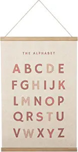 Bon et Beau 16×24 Inch Embroidered Alphabet Poster with Wood Poster Hanger - Dusty Pink Wall Dec... | Amazon (US)