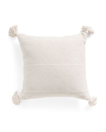 Made In Usa 20x20 Textured Cotton Tassel Pillow | TJ Maxx