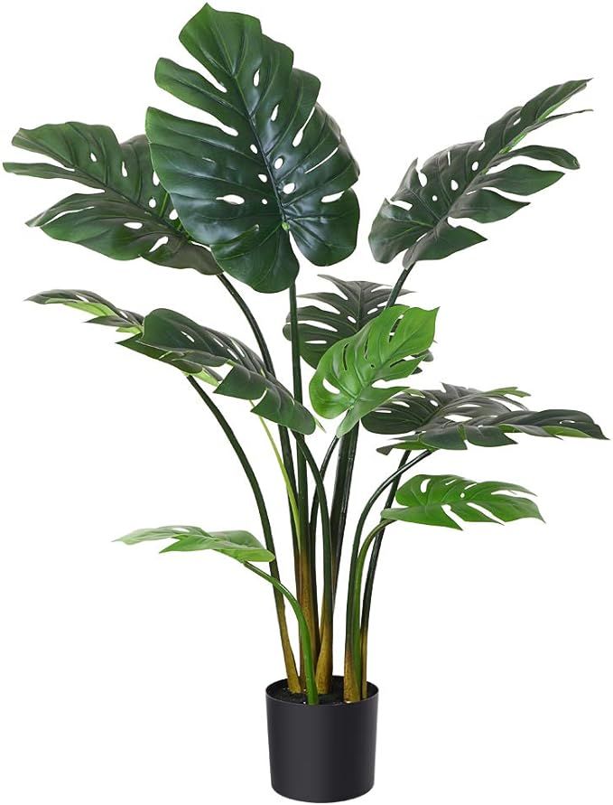 Fopamtri Artificial Monstera Deliciosa Plant 43" Fake Tropical Palm Tree, Perfect Faux Swiss Chee... | Amazon (US)