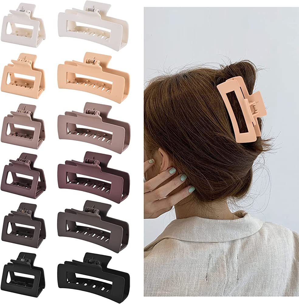 12 Pcs Rectangle Hair Clips, Hair Accessories for Women and Girls, Including 6 Pcs 4 Inch Large C... | Amazon (US)