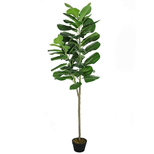 VIAGDO Artificial Fiddle Leaf Fig Tree 6ft Tall Fake Ficus Lyrata Plant in Pot 49 Leaves Artificial  | Amazon (US)