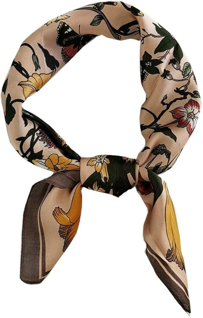 FONYVE Silk Feeling Scarf Medium Square Satin Head Scarf for Women 27.5 × 27.5 inches | Amazon (US)