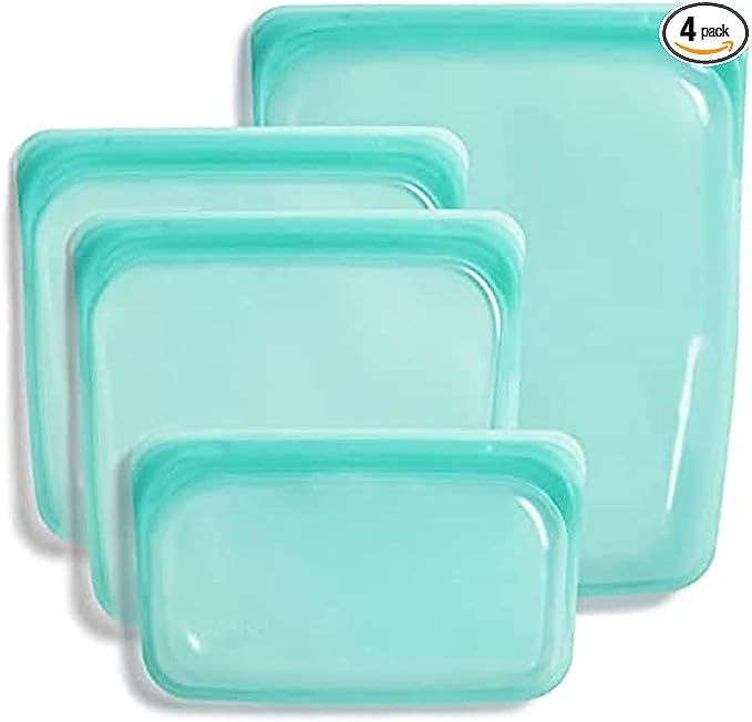 Stasher Silicone Reusable Storage Bag, Bundle 4-Pack Small (Aqua) | Food Meal Prep Storage Contai... | Amazon (US)