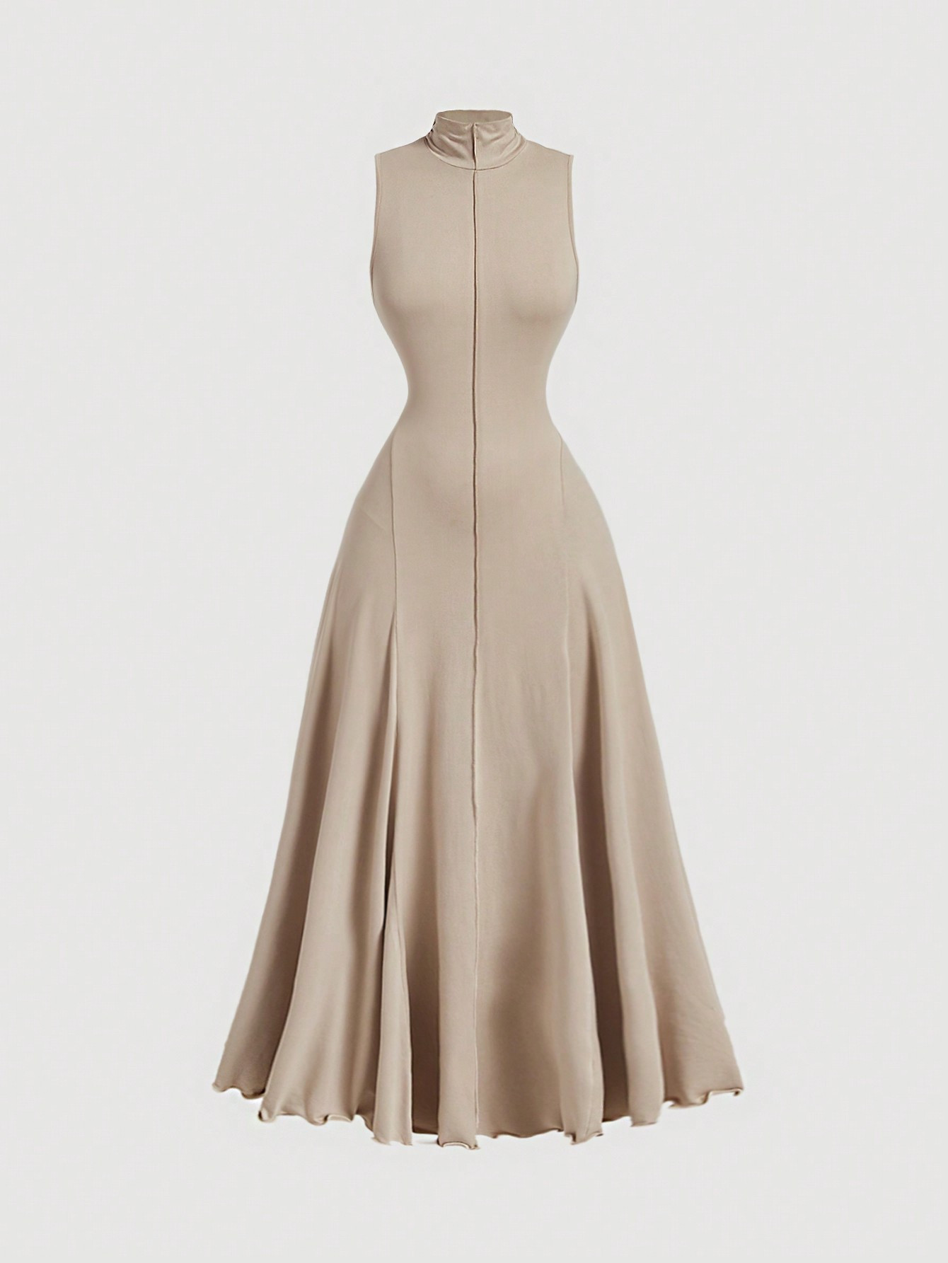 SHEIN MOD Apricot Turtleneck Sleeveless Dress For Women,Fall Long Dresses,Cruise Women Outfits,Elegant Dress,Evening Dress,Frenchies,Fall Women Dresses,Prom Dress,Halloween Dress,Homecoming Dresses,Beach Women Outfits,Maxi Dress,Vintage Dress | SHEIN