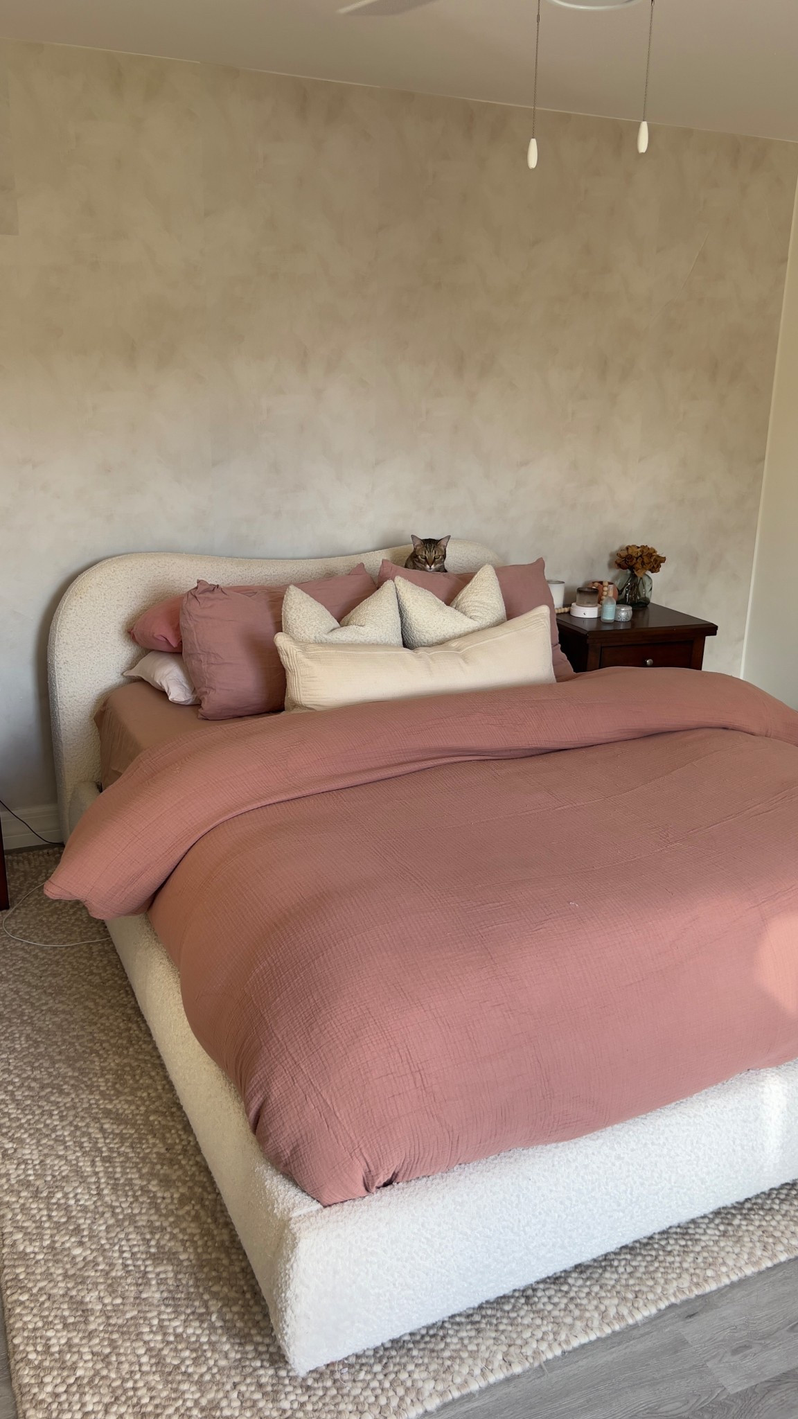 Cozy pink fall bedding! I love adding some color to my earthy organic modern bedroom, and this airy gauze duvet cover from quince is perfection

The fluffy duvet hack makes my bed feel like a cloud. Use a duvet insert one size larger than your bed! My cover is a queen and the insert is a king

My boucle queen bedframe is also on sale right now! I’m absolutely obsessed with the shape 

Organic modern, primary bedroom, cozy bedroom aesthetic, neutral bedroom inspo, cozy bedroom inspo, organic modern home decor 

#LTKStyleTip #LTKSeasonal #LTKHome