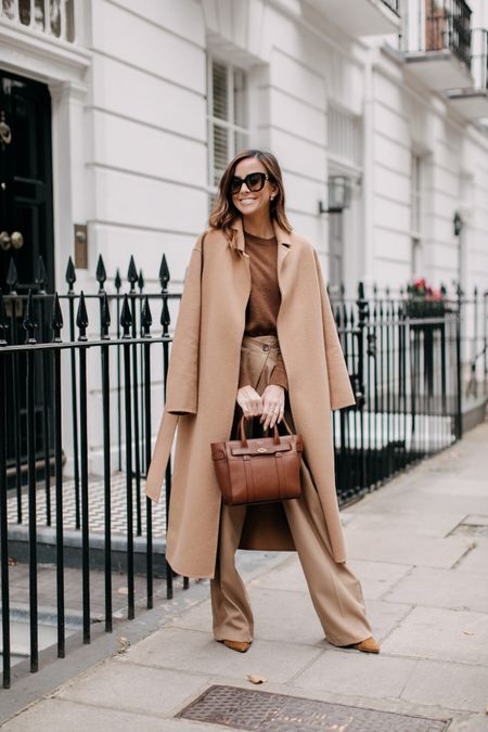 brown monochromatic outfit, fall outfit, camel wrap coat, brown satchel, brown handbag, Mulberry, wide leg trousers, cashmere sweater

#LTKSeasonal #LTKunder100