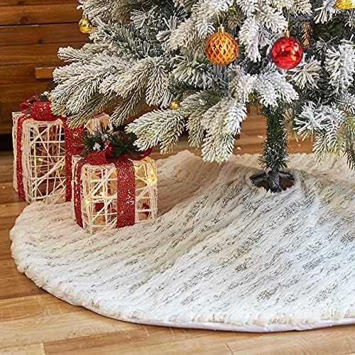 MTSCE 48 inch White Christmas Tree Skirt Christmas Decorations Indoor, Faux Fur Tree Skirts for P... | Amazon (US)