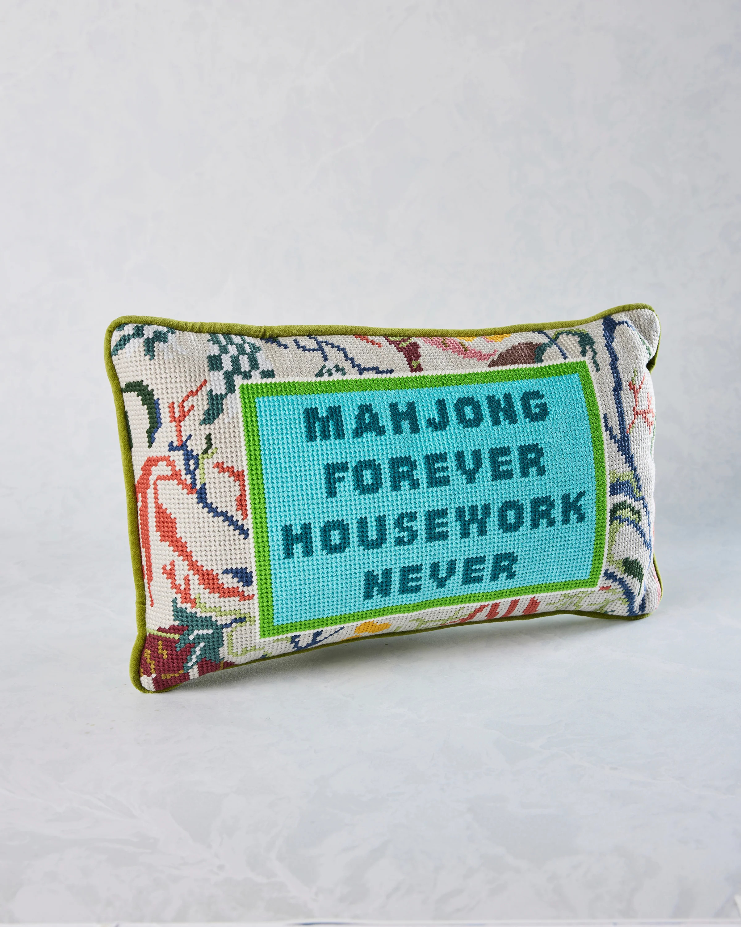 Multi - Mahjong Needlepoint Pillow - Furbish Studio | Printfresh