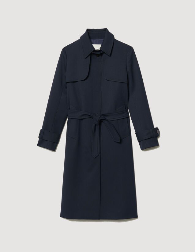 Trench coat with pleated inset | Sandro-Paris US