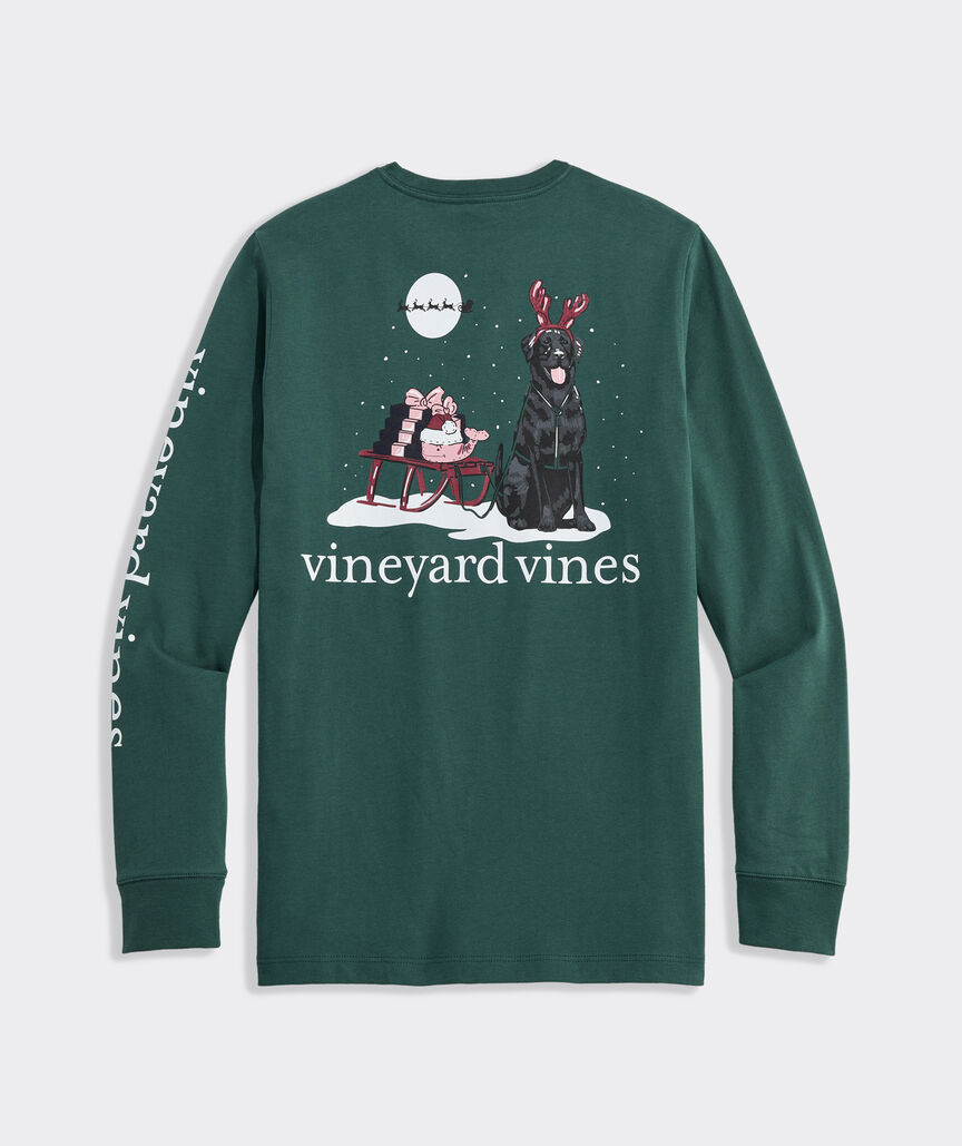 Boys' Santa's Sleigh Pup Long-Sleeve Pocket Tee | vineyard vines