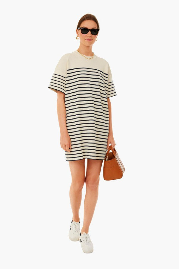 Navy Knit Striped Frenchie Dress | Tuckernuck (US)